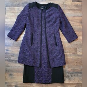 Mary Kay Twinhill Women's Purple & Black Directors Blazer Dress 2-Piece Set 4